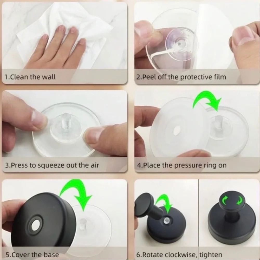 💞 New Black Anti-Rust Suction Wall Hook for Bath